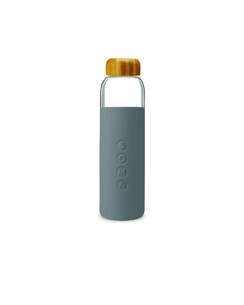 Soma Glass Water Bottle with Silicone Sleeve BPAFree Gray 17oz - Image 2