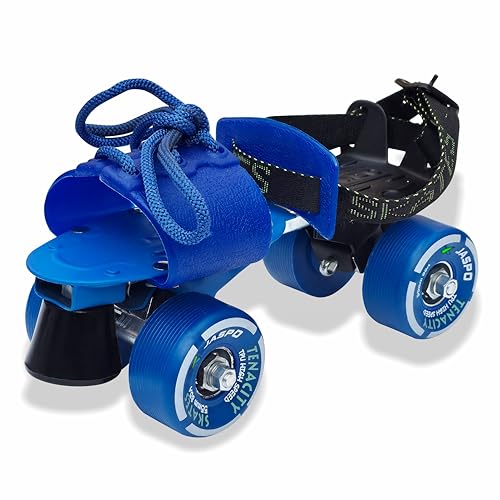 jaspo Unisex_Adult Tenacity Adjustable Senior Roller Outdoor_Wheel Skates Suitable For Age Group 6 To 14 Years, Quad Skating Shoe Adjustable Length 21-27 Cms, (Blue) - Image 1