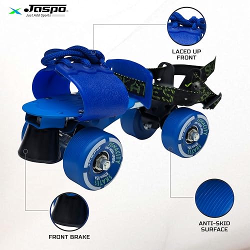 jaspo Unisex_Adult Tenacity Adjustable Senior Roller Outdoor_Wheel Skates Suitable For Age Group 6 To 14 Years, Quad Skating Shoe Adjustable Length 21-27 Cms, (Blue) - Image 3