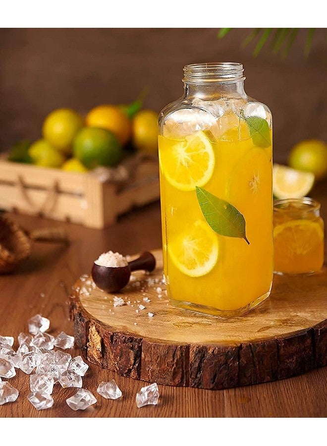 Brezzycloud Piraml Square Glass Bottle Travel Drinking Fridge Glass Bottle with Stainless Steel Lid for Home, Juicing, Water, Smoothie 1liter Glass Bottle (1000ml French Square Bottle, Set Of 4) - Image 4