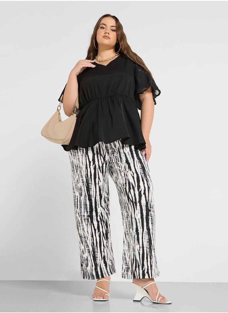 Ginger Plus - Lace Flounce Sleeve Top - Image 1