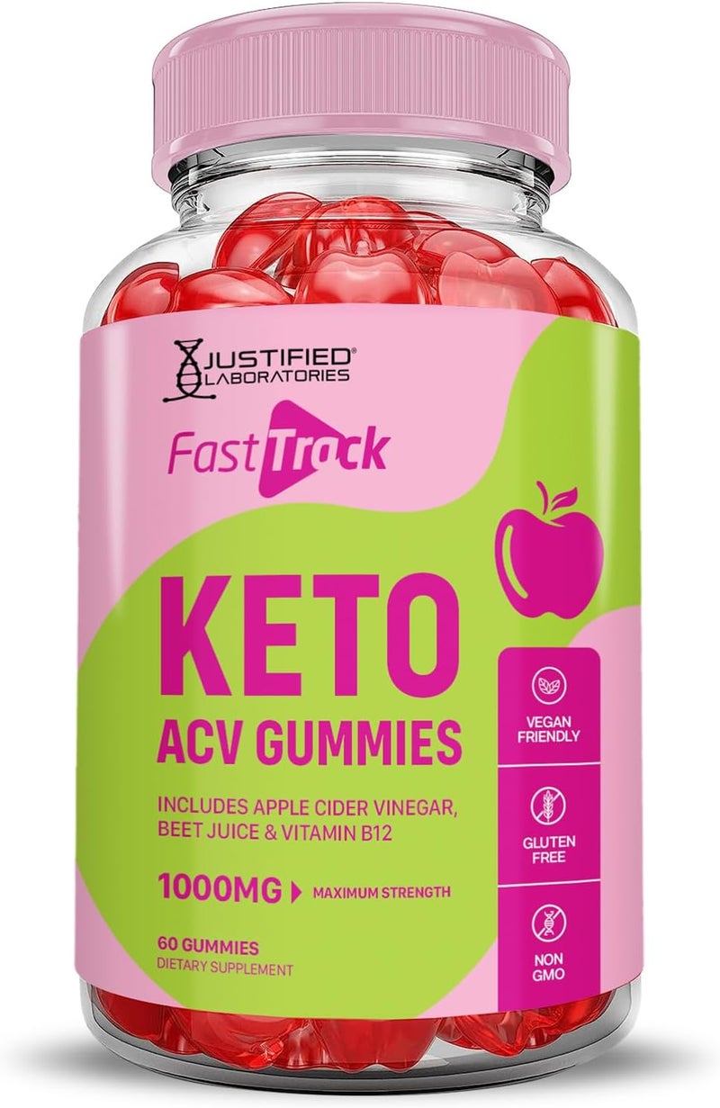 Justified Laboratories Fast Track Keto ACV Gummies Advanced Formula 1000MG Fasttrack Keto Gummies Apple Cider Vinegar Formulated with Pomegranate Beet Juice Powder B12 Vegan Non GMO 60 Gummys - Image 4