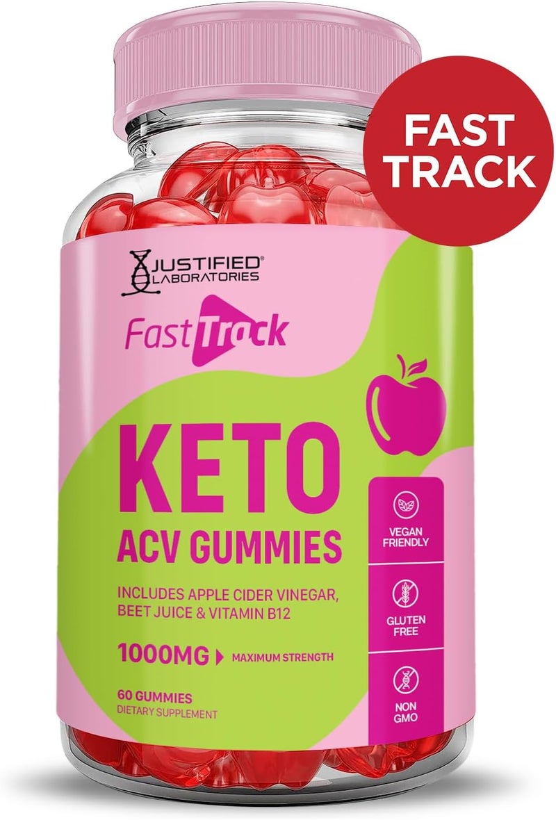 Justified Laboratories Fast Track Keto ACV Gummies Advanced Formula 1000MG Fasttrack Keto Gummies Apple Cider Vinegar Formulated with Pomegranate Beet Juice Powder B12 Vegan Non GMO 60 Gummys - Image 3