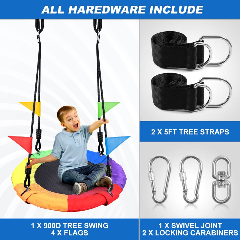 Odoland 24 inch Chidren Tree Swing Net Swing Outdoor Kid Platform Swing with Detachable 600LB Weight Load Oxford Fabric and Adjustable Hanging Ropes for Tree Backyard and Indoor Color - Image 3