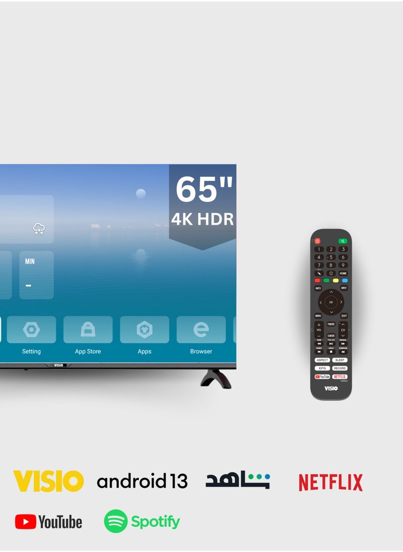 Visio - VISIO 65-Inch Frameless 4K Smart Android 14 TV with Built-in Satellite Receiver - Image 1