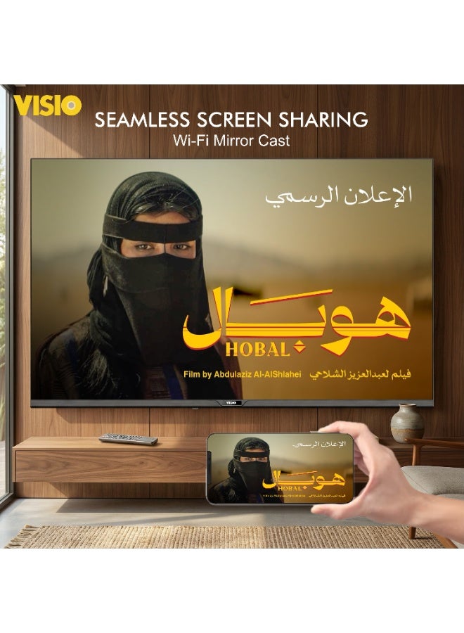 VISIO 65 Inch 4K UHD Smart TV, Android 14, Screen Mirroring, Frameless Design & Free Wall Bracket - Black [65VSSU3] - Image 4