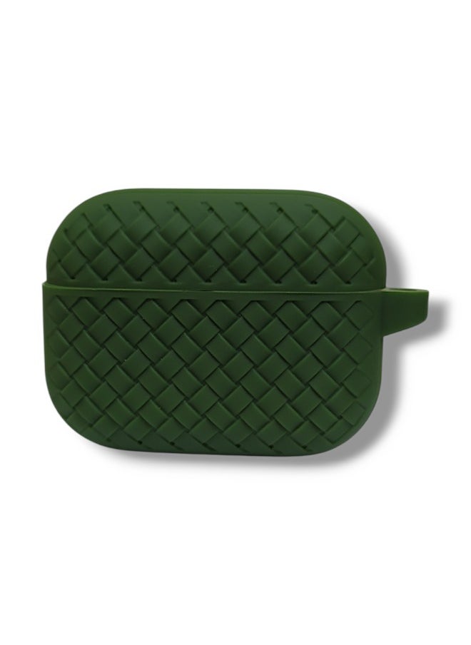 Generic - AirPods Pro 2 Silicone Case with Stylish Ribbed Design - Dark Green - Image 1