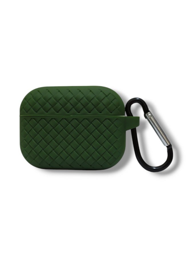 Generic - AirPods Pro 2 Silicone Case with Stylish Ribbed Design - Dark Green - Image 1
