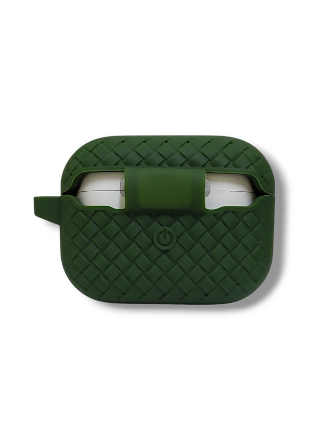 Generic - AirPods Pro 2 Silicone Case with Stylish Ribbed Design - Dark Green - Image 1