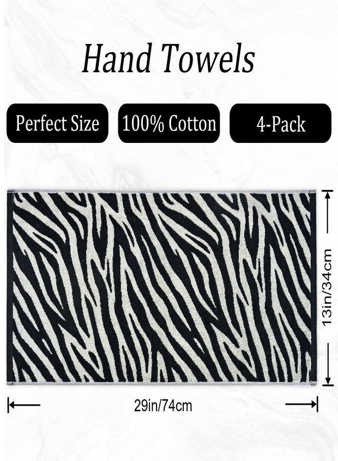 Jacquotha Bathroom Hand Towels 2 Style 4 Pack - Black Hand Towel Checkered and Zebra, Cotton - Image 5