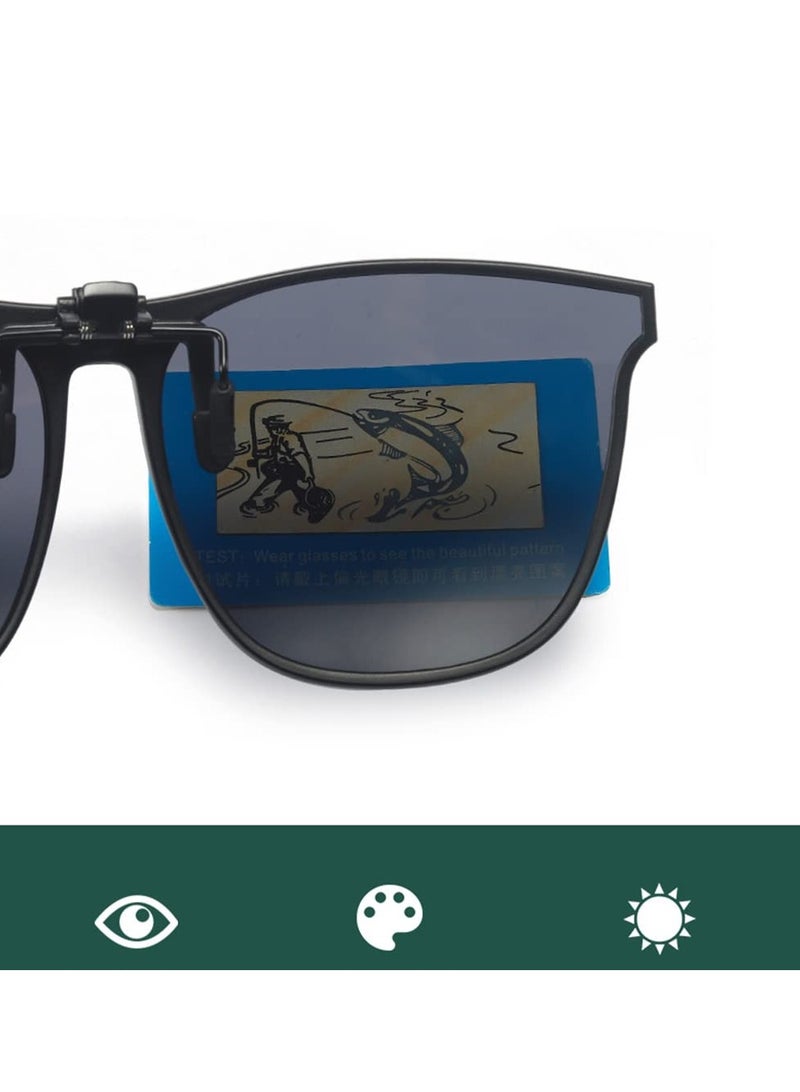 KASTWAVE Clip-on Sunglasses, 3 Pieces Flip-Up Polarized Sunglasses Clips Large Frame Lightweight Women Men Glasses Accessories for Driving Outdoor Fishing (Grey Blue Silver) - Image 5