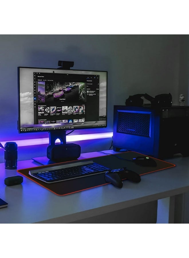 Large Gaming Mouse Pad - Extended Desk Mat with Stitched Edges, Non-Slip Base, Waterproof Surface(60cm*30cm, Red) - Image 2