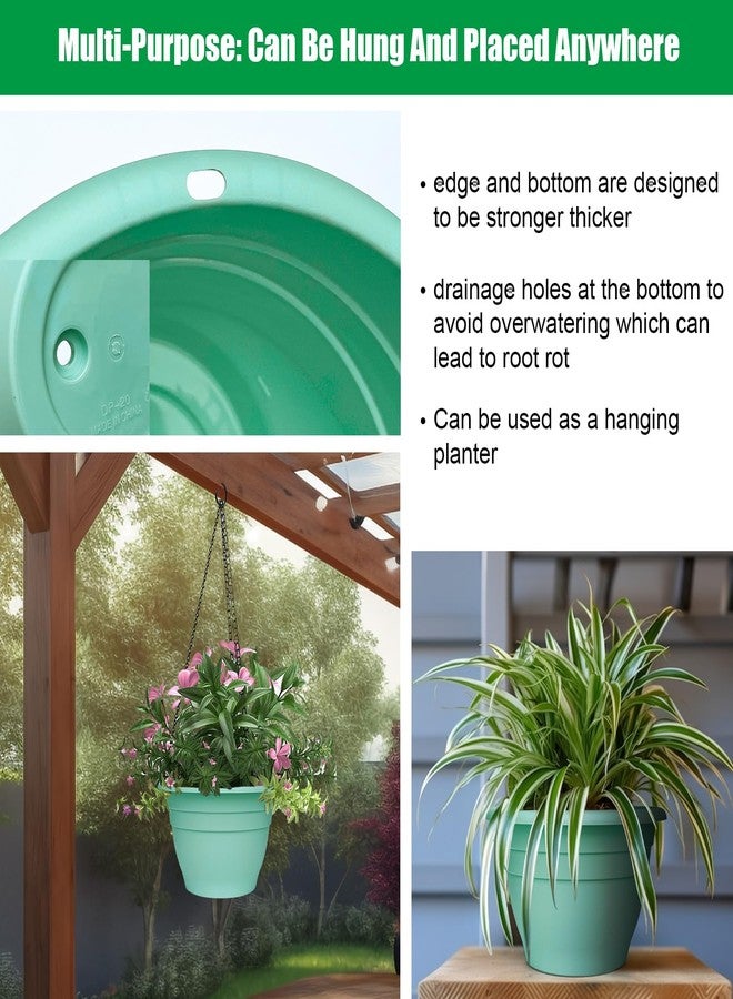 RooTrimmer Plant Pots Set of 5, 10 Inch Round Flower Pots, Thickened Plant Planters with Drainage Holes, Garden Pots for Indoor Outdoor (Sky Blue) - Image 5