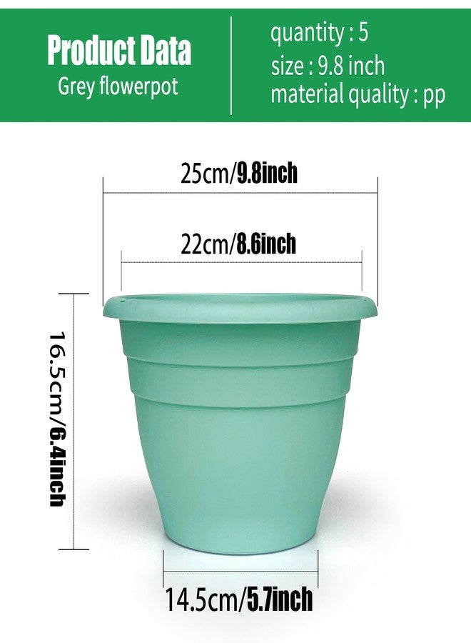 RooTrimmer Plant Pots Set of 5, 10 Inch Round Flower Pots, Thickened Plant Planters with Drainage Holes, Garden Pots for Indoor Outdoor (Sky Blue) - Image 3