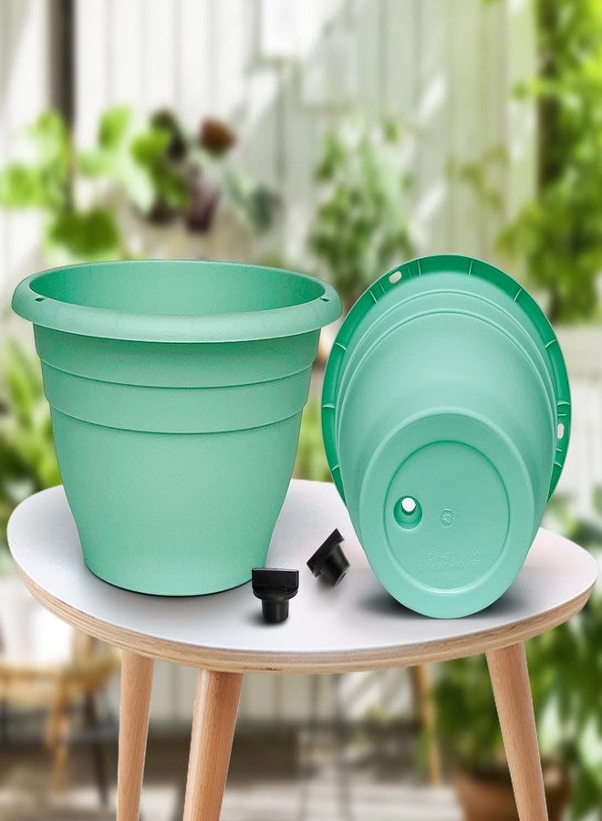 RooTrimmer Plant Pots Set of 5, 10 Inch Round Flower Pots, Thickened Plant Planters with Drainage Holes, Garden Pots for Indoor Outdoor (Sky Blue) - Image 4
