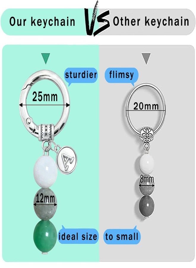 Nanafast Crystals Keychain Gift for New Beginnings, 12MM Healing Crystals Stones Keychain with Initial Charm-M - Image 2