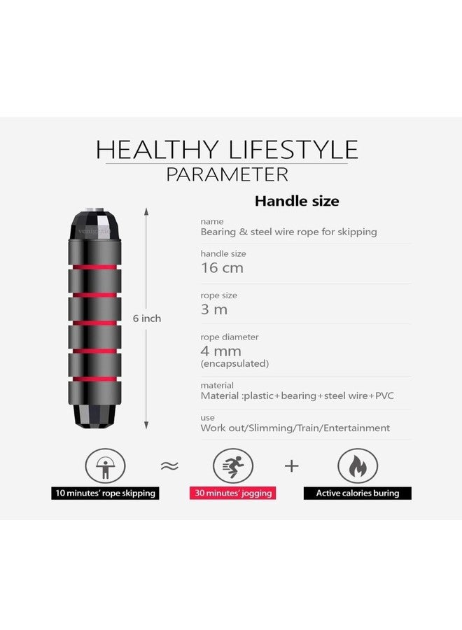 Ranasports Nylon Skipping Rope For Men&Women Adjustable Jumping Rope For Men Skipping Rope For Women Rassi Jumping Skipping Rope For Kids Jump Rope For Men Gym Rope/Exercise Rope For Men Workout-Black - Image 2