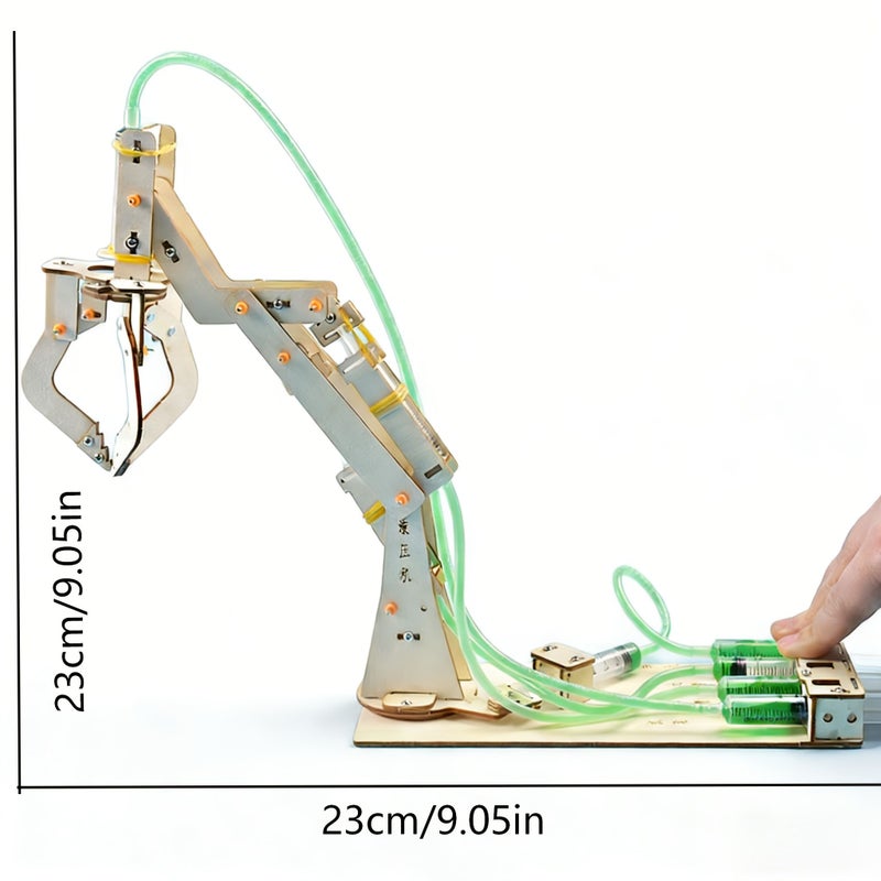 طقم ذراع روبوتية هيدروليكية خشبية بمخالب ثلاثية، مشروع تعليمي STEM للتعلم الذاتي - Image 2