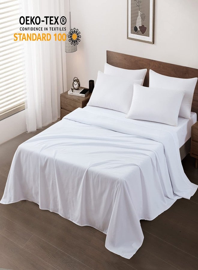 Maple&Stone Twin Flat Sheet 6 Pack,Premium Soft & Breathable,Brushed Microfiber Fabric,Anti-Shrinkage & Non-Fading,Bulk Flat Sheets Only Twin Size (White) - Image 3