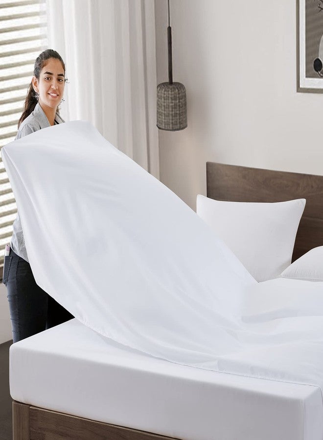 Maple&Stone Twin Flat Sheet 6 Pack,Premium Soft & Breathable,Brushed Microfiber Fabric,Anti-Shrinkage & Non-Fading,Bulk Flat Sheets Only Twin Size (White) - Image 4