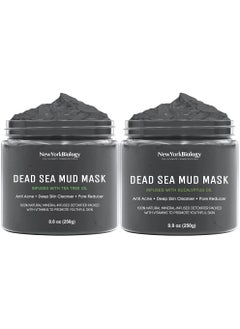 NEW YORK BIOLOGY THE ULTIMATE COSMECEUTICALS New York Biology Dead Sea Mud Mask Infused with Tea Tree with Dead Sea Mud Mask Infused with Eucalyptus  Spa Quality Pore Reducer for Acne Blackheads and Oily Skin  88 oz 