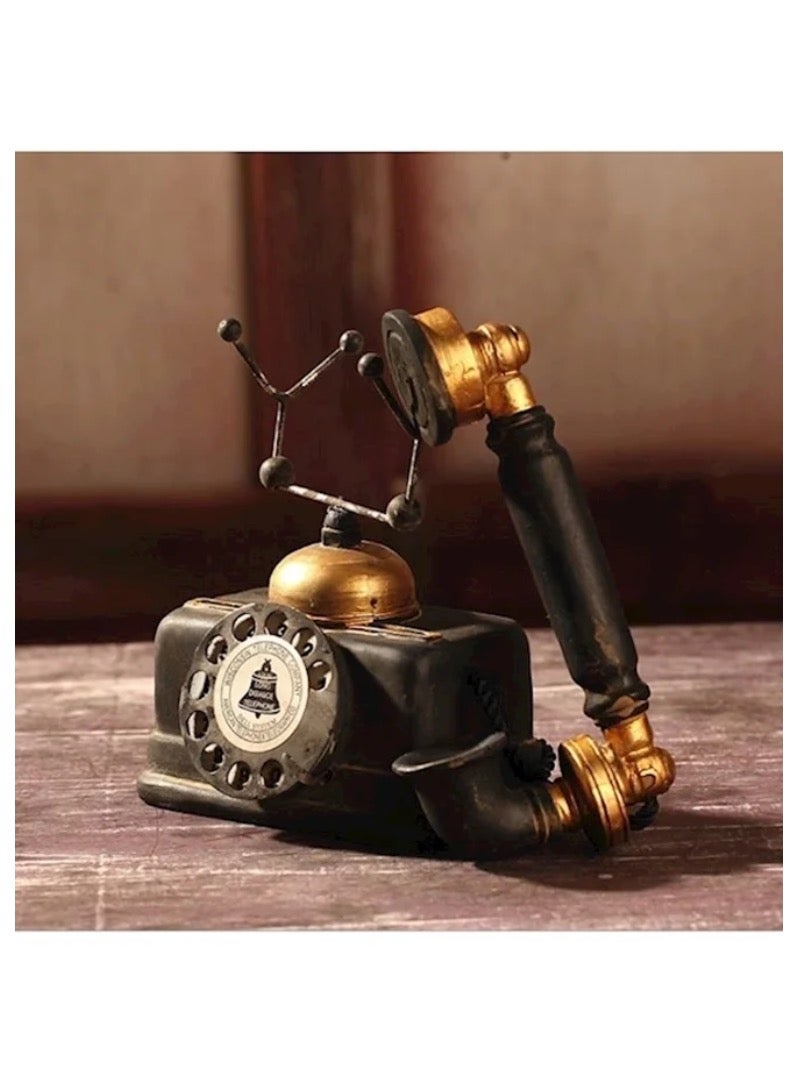 Retro Telephone Model Brown/Gold 19x10x16centimeter - Image 3