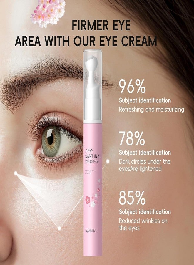 BEUKING Sakura Eye Cream with 360° Cooling Massage Roller, Deep Hydration Serum with Caffeine+Vitamin C, Under Eye Cream Reduce Wrinkles, Fine Lines, and Bags, Dark Circles Under Eye Treatment, 0.53oz - Image 3