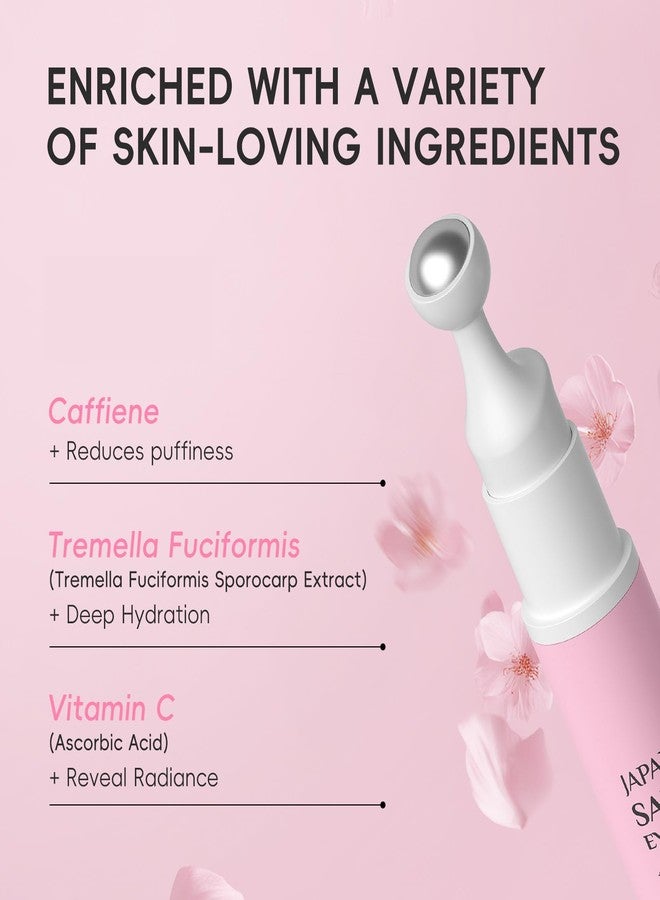 BEUKING Sakura Eye Cream with 360° Cooling Massage Roller, Deep Hydration Serum with Caffeine+Vitamin C, Under Eye Cream Reduce Wrinkles, Fine Lines, and Bags, Dark Circles Under Eye Treatment, 0.53oz - Image 5