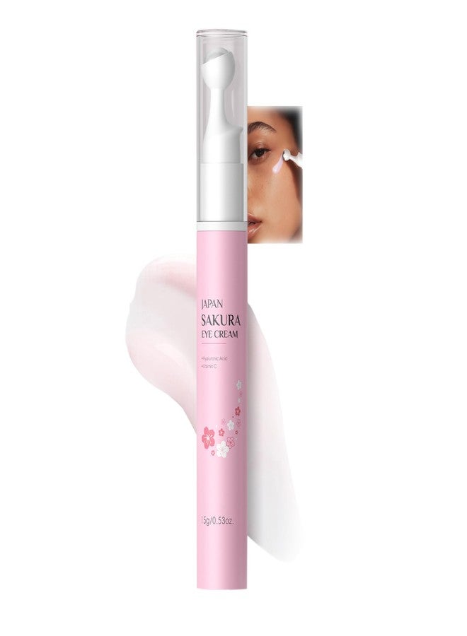 BEUKING Sakura Eye Cream with 360° Cooling Massage Roller, Deep Hydration Serum with Caffeine+Vitamin C, Under Eye Cream Reduce Wrinkles, Fine Lines, and Bags, Dark Circles Under Eye Treatment, 0.53oz - Image 1