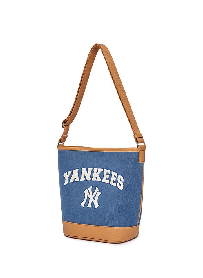 MLB Basic Logo Canvas Bucket Bag New York Yankees Blue