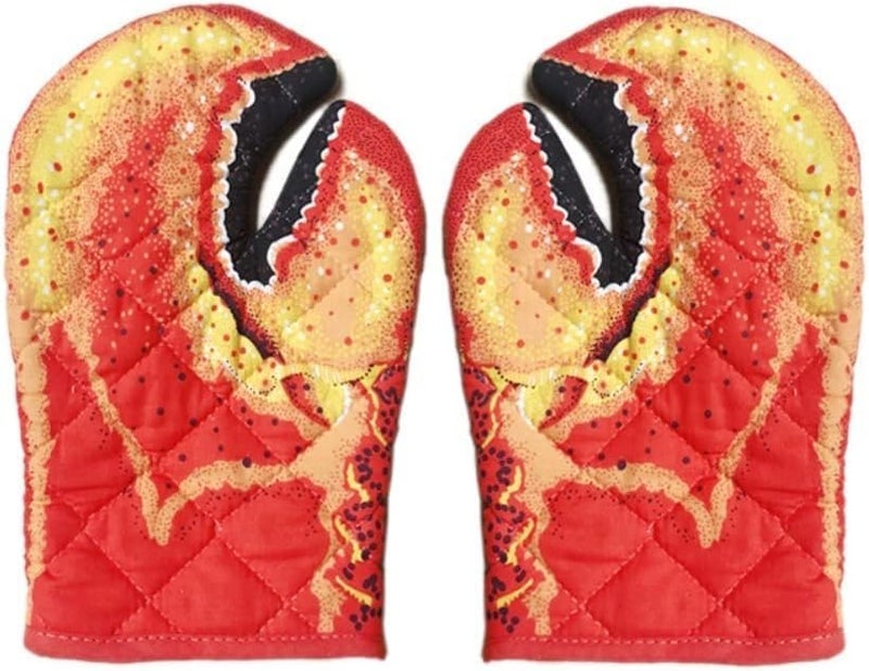 SYOSI Oven Mitts with Lobster Claw shape, Heat-Resistant Cotton Gloves for Baking, BBQ, Grilling, Non-Slip Crab Claw Design, Microwave Safe, Quilted Lining, Set with Potholder, 1 Pair - Image 1