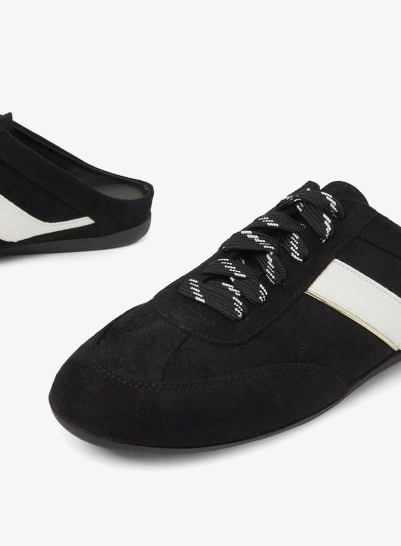 Styli Black Open Back Sneakers With White Stripe - Image 2