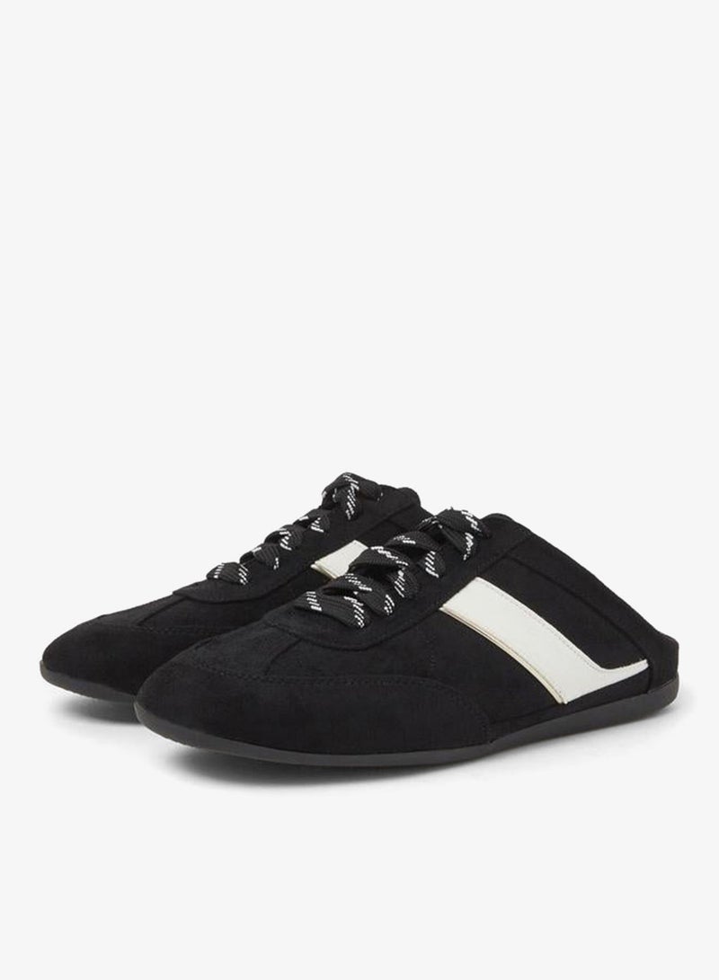 Styli Black Open Back Sneakers With White Stripe - Image 5