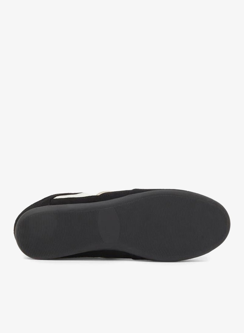 Styli Black Open Back Sneakers With White Stripe - Image 4