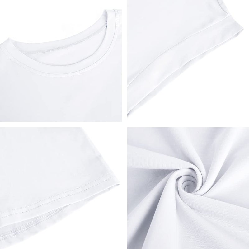 Fazortev Women's Cap Sleeve Tank Top Crew Neck T Shirts Loose Fit Basic Summer Casual Tee Tops White - Image 4