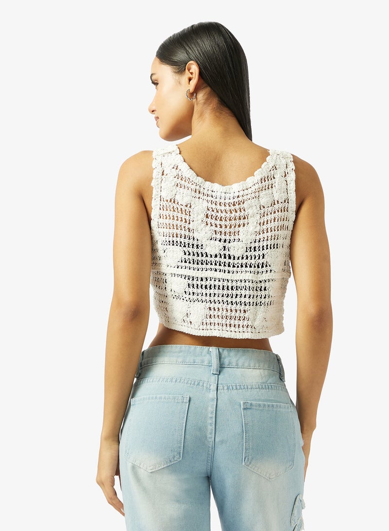 Ginger Openwork Crochet Top - Image 2
