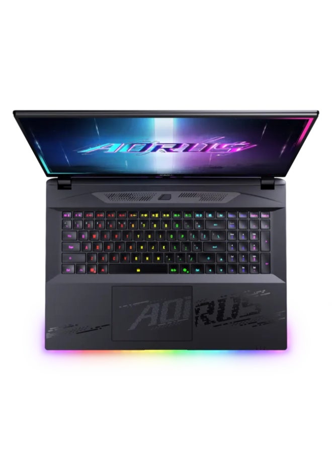 جيجابايت لابتوب الألعاب Aorus Master 18 BZH بشاشة WQXGA مقاس 18 بوصة (2560x1600) بتردد 240 هرتز، معالج Core Ultra 9 275HX، ذاكرة وصول عشوائي DDR5 سعة 64 جيجابايت، قرص صلب SSD سعة 2 تيرابايت، نظام التشغيل Windows 11 Pro، بطاقة رسومات NVIDIA GeForce RTX 5090 بسعة 24 جيجابايت، يدعم اللغتين الإنجليزية والعربية، اللون أسود الإنجليزية/العربية أسود - Image 2