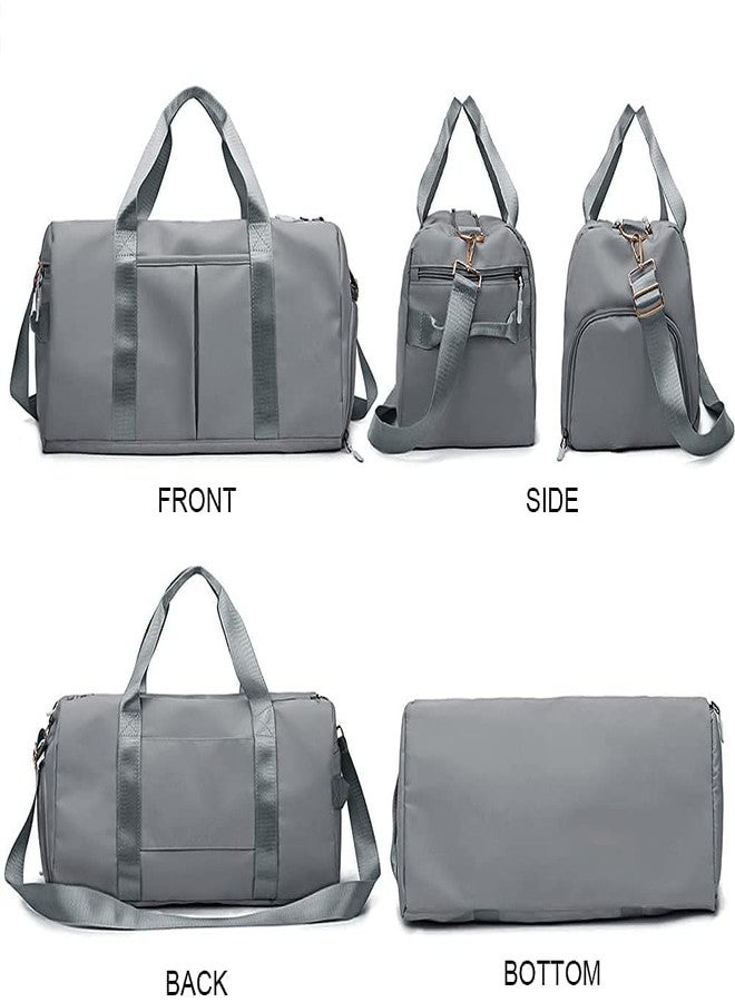 Pushkh Nylon Sports Gym Foldable Travel Duffle Bag, Sports Duffle Bag, Shoulder Handbag for Women, Outdoor Weekend Bag with Shoe and Wet Clothes Compartments (Grey) - Image 2