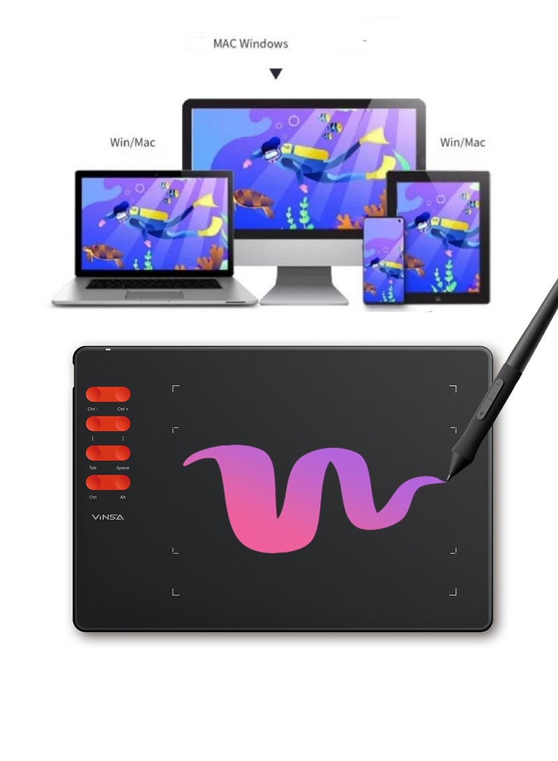 16,384-Level Pressure Sensitivity Writing Graphics Drawing Tablet, 5080 LPI High Precision  Pen Black + 330 PPS High-Speed Response, Professional Grade Pen Tablet Compatible with Windows/macOS/Android, Works with PS, SAI, Procreate - Image 1
