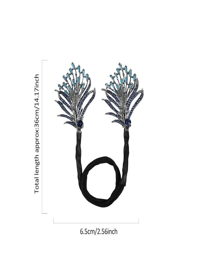 Dezzy 1 pc Rhinestone Flower Hair Clip, Flowers Deft Bun Maker, Lazy Hair Curler Bun Clips Deft Bun Hair, Elegant Flower Hair Clip (Blue) - Image 4