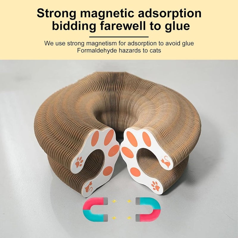 PINKE Cat Toy, Magic Organ Cat Scratch Board Foldable Cat Accordion Toy, Kitty Kurlz Cardboard Cat Toys, Interactive Scratch Pad Cat Toy with Toy Bell Ball - Image 5