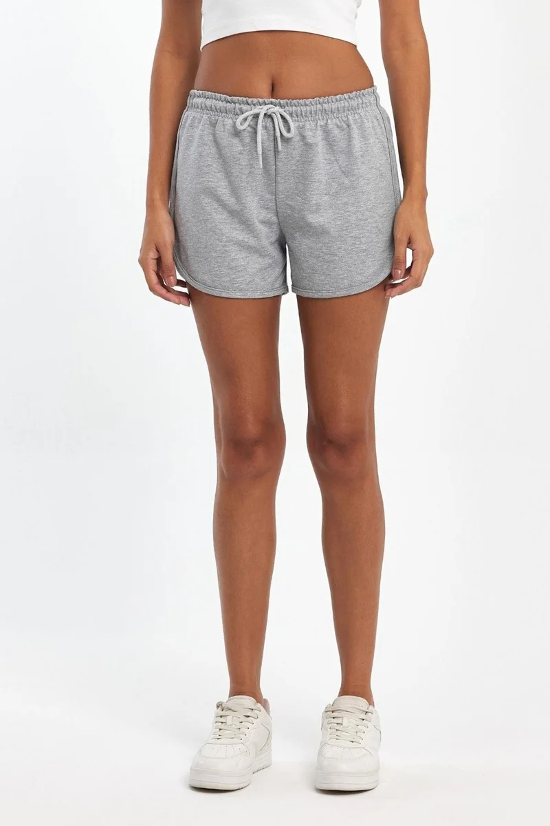 mmetalic Women's Slit Seasonal Premium Fabric Regular Fit Drawstring Gray Short Mini Shorts