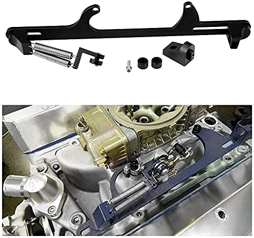 WENJTP For Holley 4500 Series Carburetor Throttle Cable Bracket Billet Aluminum Carburetor Bracket with Dual Return Springs Black