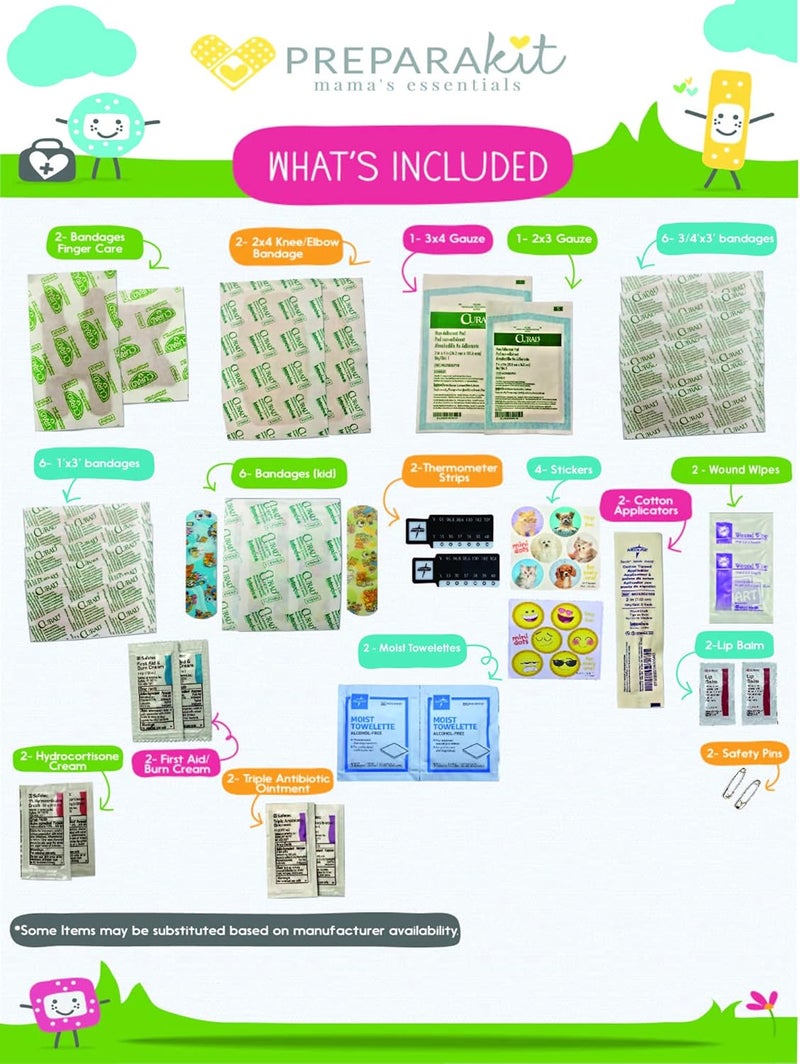 PreparaKit First Aid Kit Refill Bag Extra Replacement First Aid Supplies Fabric Latex Free Bandages Ointments Gauze Wipes Stickers - Image 3