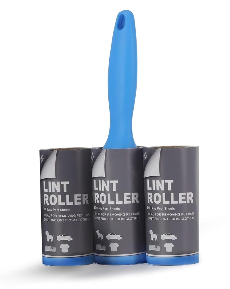 FLYNGO FLYNGO Sticky Lint Remover Roller for Clothes 180 Sheets Reusable EasyTear Pet Hair Remover Sheet Brush for Woolen Clothes Sofa Furniture Sweater Dust Dirt 3 Rolls 60 Sheets Each Blue  - Image 1