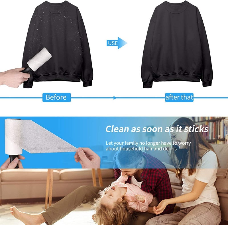 FLYNGO FLYNGO Sticky Lint Remover Roller for Clothes 180 Sheets Reusable EasyTear Pet Hair Remover Sheet Brush for Woolen Clothes Sofa Furniture Sweater Dust Dirt 3 Rolls 60 Sheets Each Blue  - Image 3
