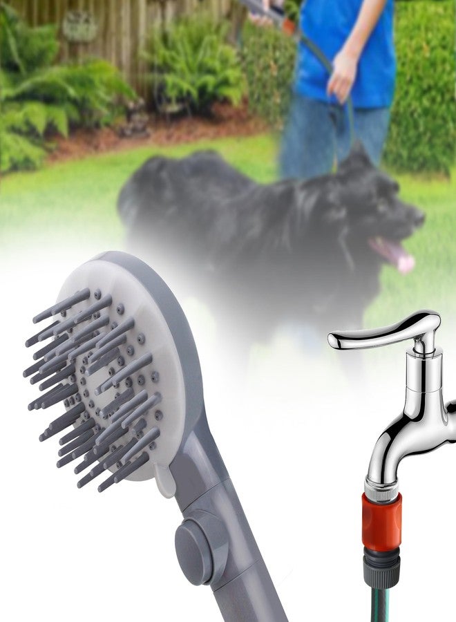 YOO.MEE Pets Bathing Shower, Dog Washing and Cleaning Out-Door, w/Rubber Grooming Teeth for Massaging and Grooming, w/Pause Button, Fitting on 3/4'' Garden Faucets - Image 1