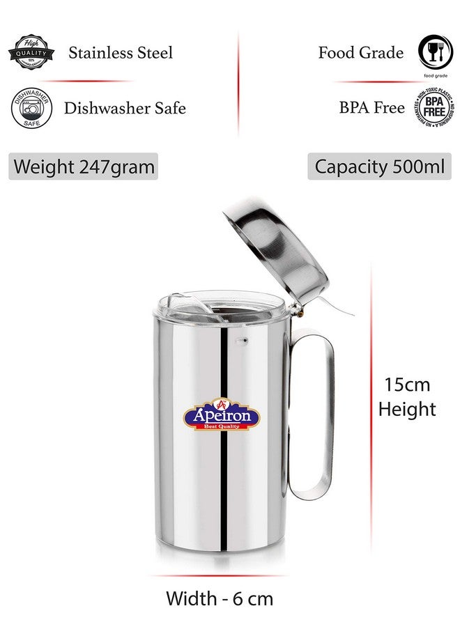 Apeiron Oil Dispenser Transparent with Handle - Stainless Steel (500ml Pack of 3) - Image 2