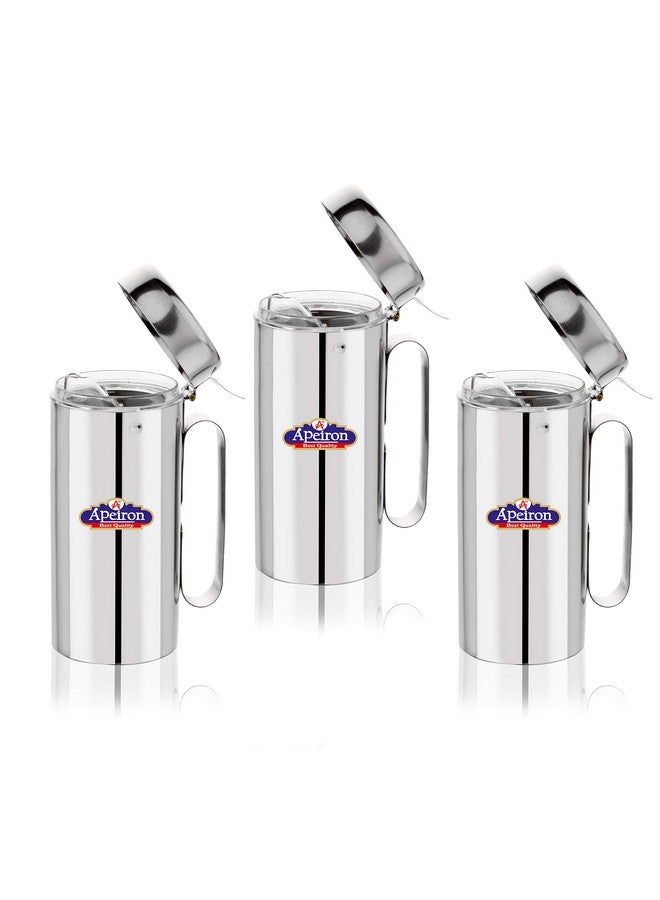 Apeiron Oil Dispenser Transparent with Handle - Stainless Steel (500ml Pack of 3) - Image 1