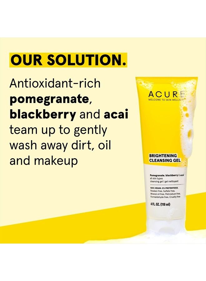 Acure Brightening Cleansing Gel, 100% Vegan for A Brighter Appearance, Pomegranate, Blackberry & Acai, Antioxidant, Rich & Super Gentle, All Skin Types, Superfruit + Chlorella, 4 Fl Oz - Image 3